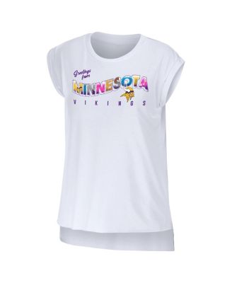 Women's White Minnesota Vikings Greetings From Muscle T-shirt