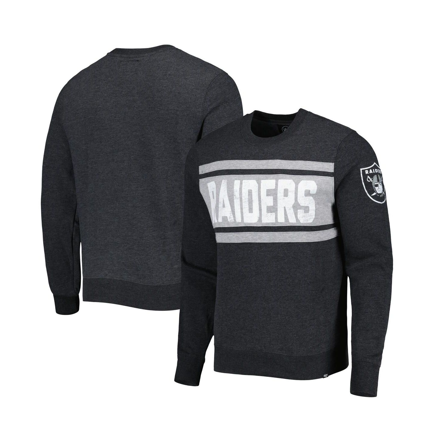Мужская толстовка '47 Brand Heathered Black Las Vegas Raiders Bypass Tribeca Pullover — фото 4
