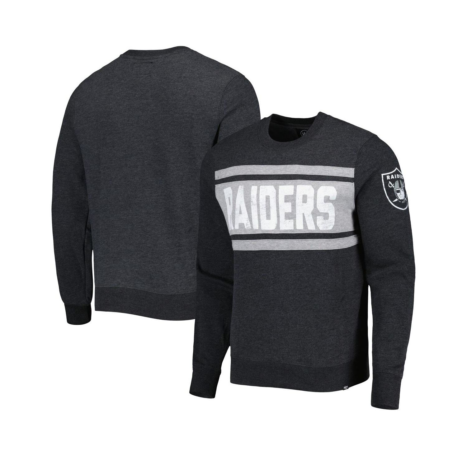 Men's Heathered Black Las Vegas Raiders Bypass Tribeca Pullover Sweatshirt