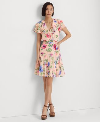 Lauren Ralph Lauren Women's Floral Belted Crinkle Georgette