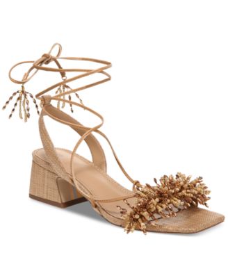 Sam Edelman - Walda Beaded Block-Heel Ankle-Tie Sandals