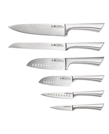 WILDMOK Damascus Kitchen Knife Set with Block Premium Quality 7 Pieces  Kitchen Knife Set Razor-Sharp with Ergonomic Handle (7pcs Knife Block Set  Blue
