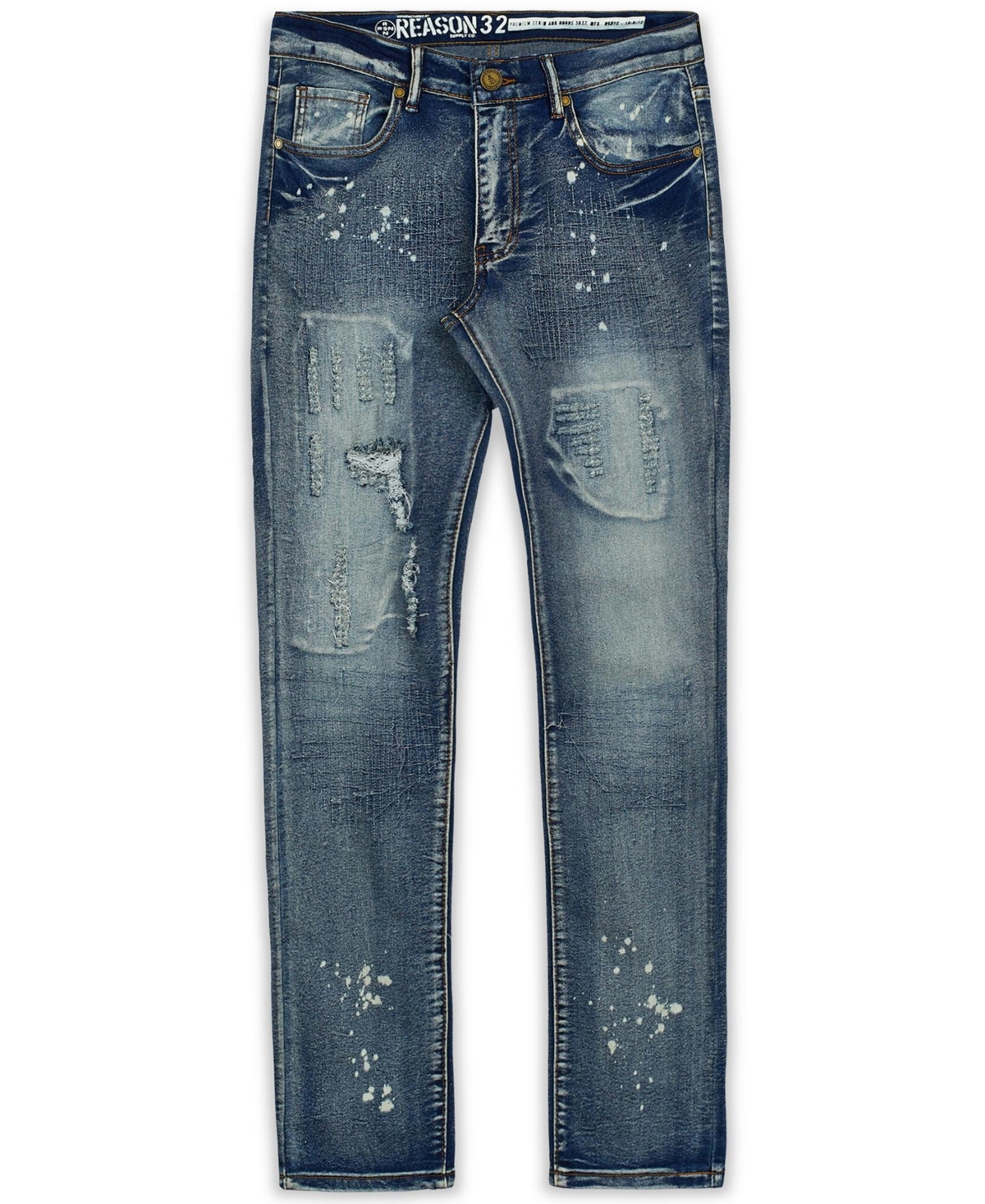 Reason Men's Big And Tall Stitchworks Skinny Denim Jeans In Blue