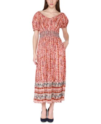Black Tape Womens Smocked Tiered Dress Beige Size Medium main image 0