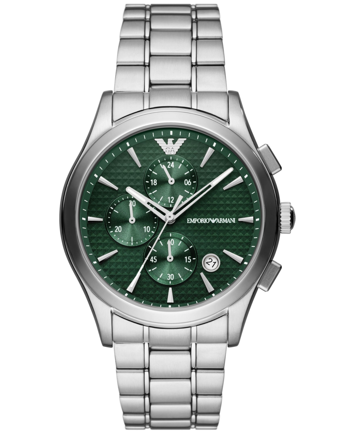Emporio Armani Chronograph Stainless Steel Watch In Silver