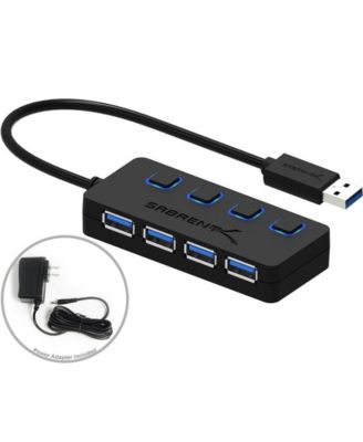 HB-UMP3 4 Port USB 3.0 Hub with Power Adapter & Led Switches