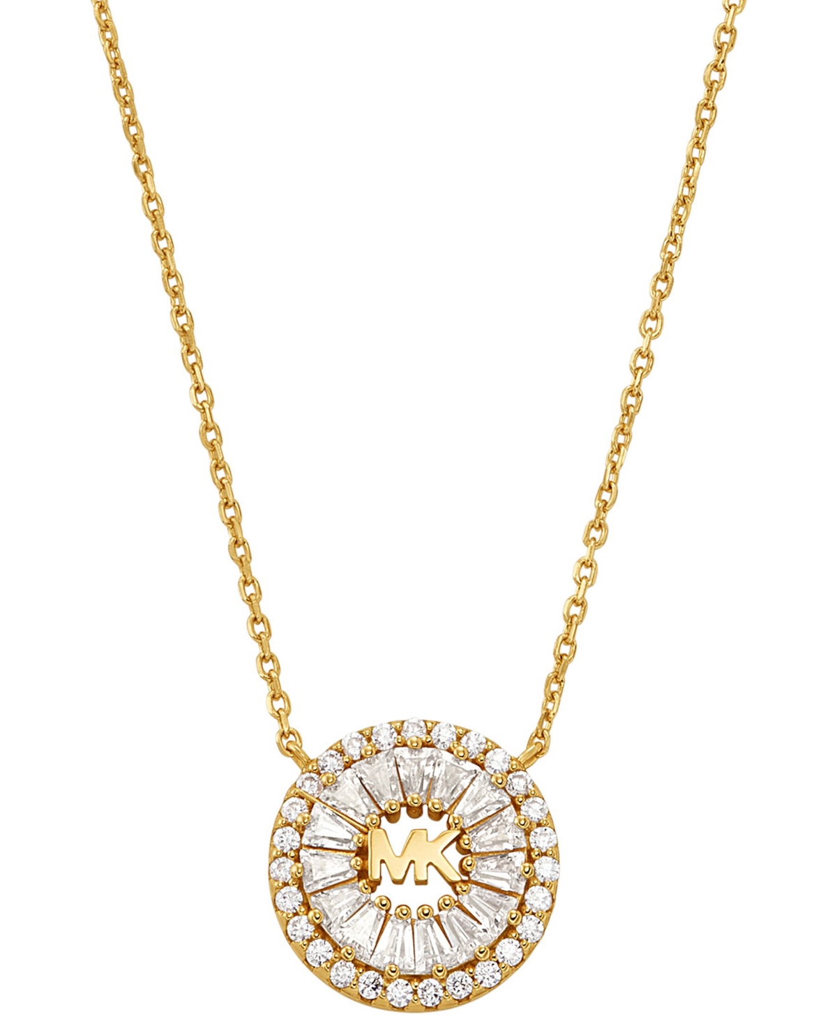 MICHAEL KORS TAPERED BAGUETTE AND PAVE PENDANT NECKLACE