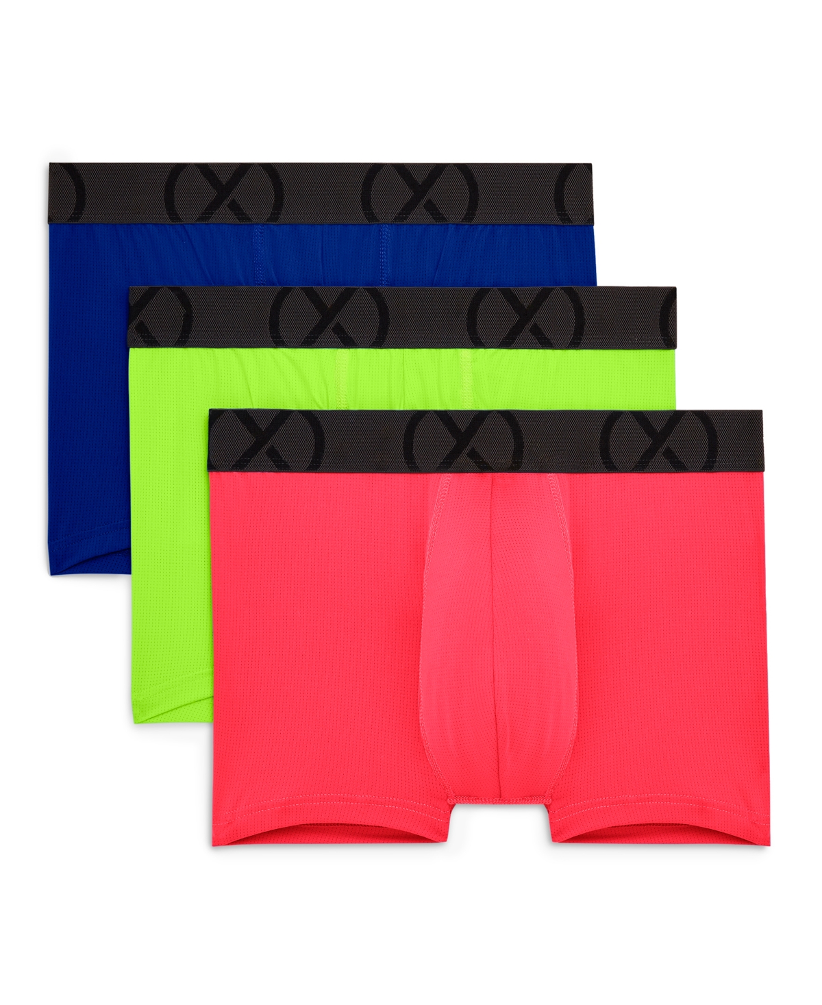 2(x)ist Men's Mesh No Show Performance Trunk, Pack of 3 - Surf The Web, Green Gecko, Knock Out Pin