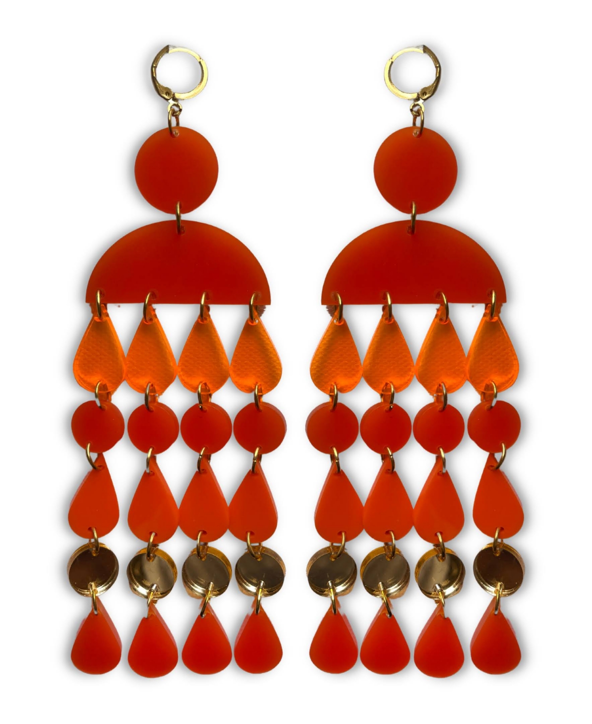 Zuri Dangle Drop Earrings - Orange