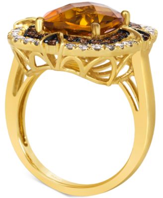 Cinnamon Citrine (4-3/4 ct. t.w.) & Diamond (1 ct. t.w.) Double Halo Ring in 14k Gold