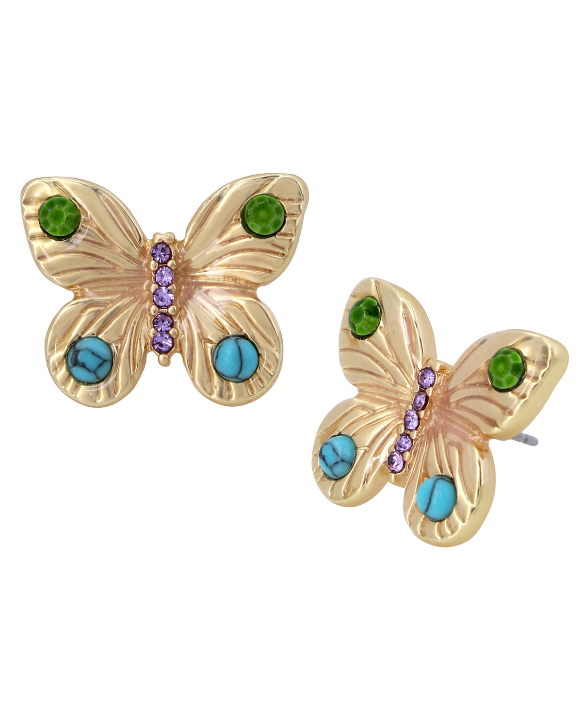Betsey Johnson Genuine Semi - Precious Turquoise Stone Butterfly Stud Earrings