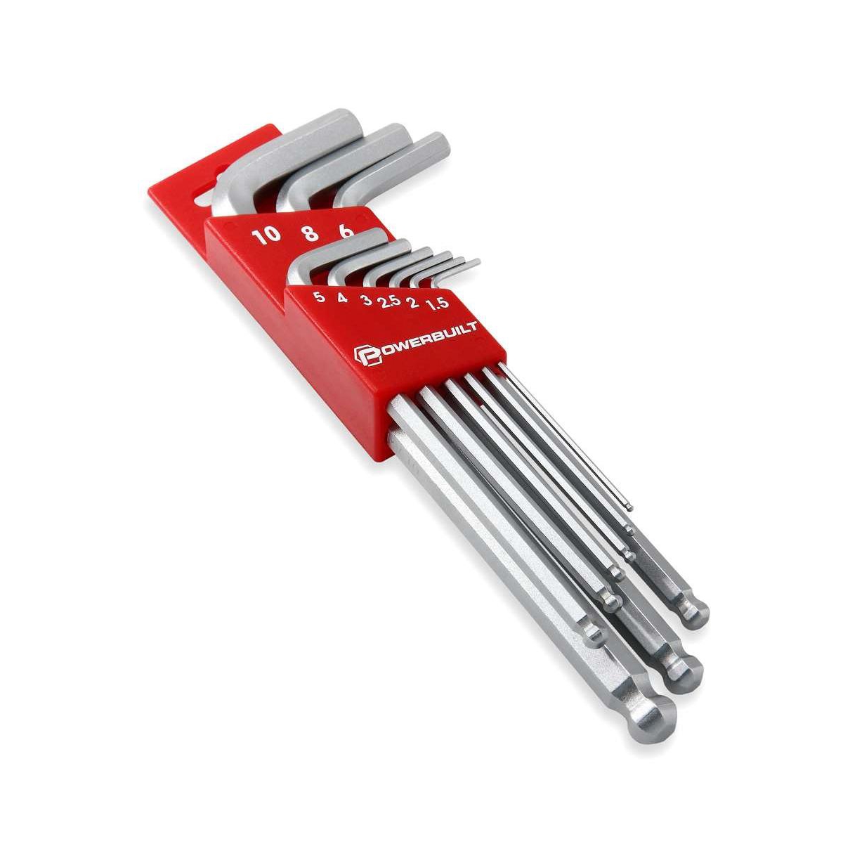 9 Piece Metric Long Arm Hex Key Wrench Set - Silver