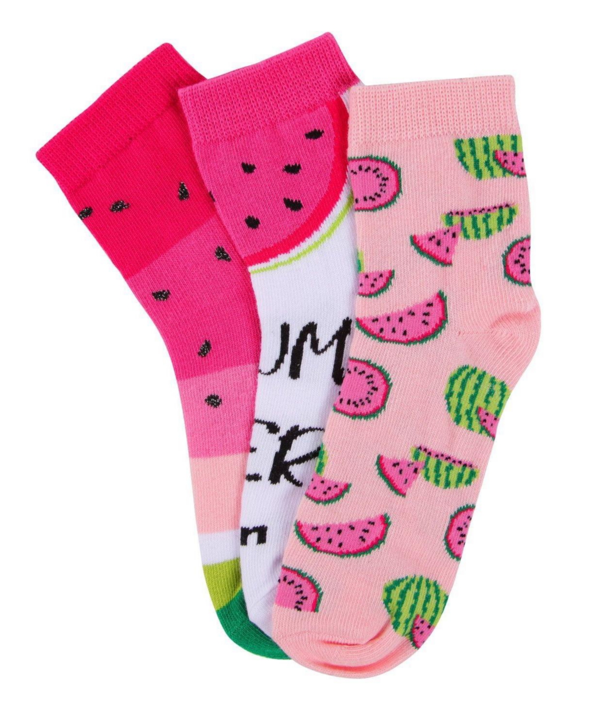 MeMoi Girls 3 Pairs Watermelon Cotton Blend Ankle Socks
