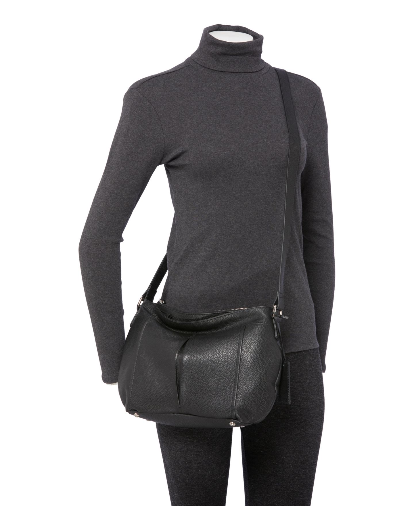 Женская сумка Mancini Pebbled Scarlet Crossbody Hobo, цвет: Чёрный — фото 6