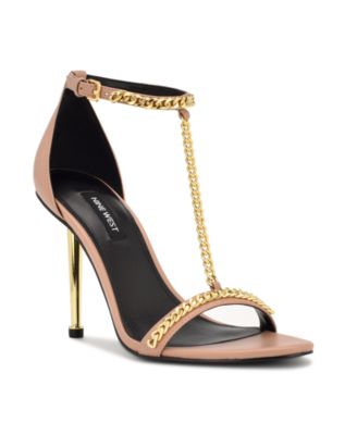 New Nine West Black Heels with Chain 2024 Detail