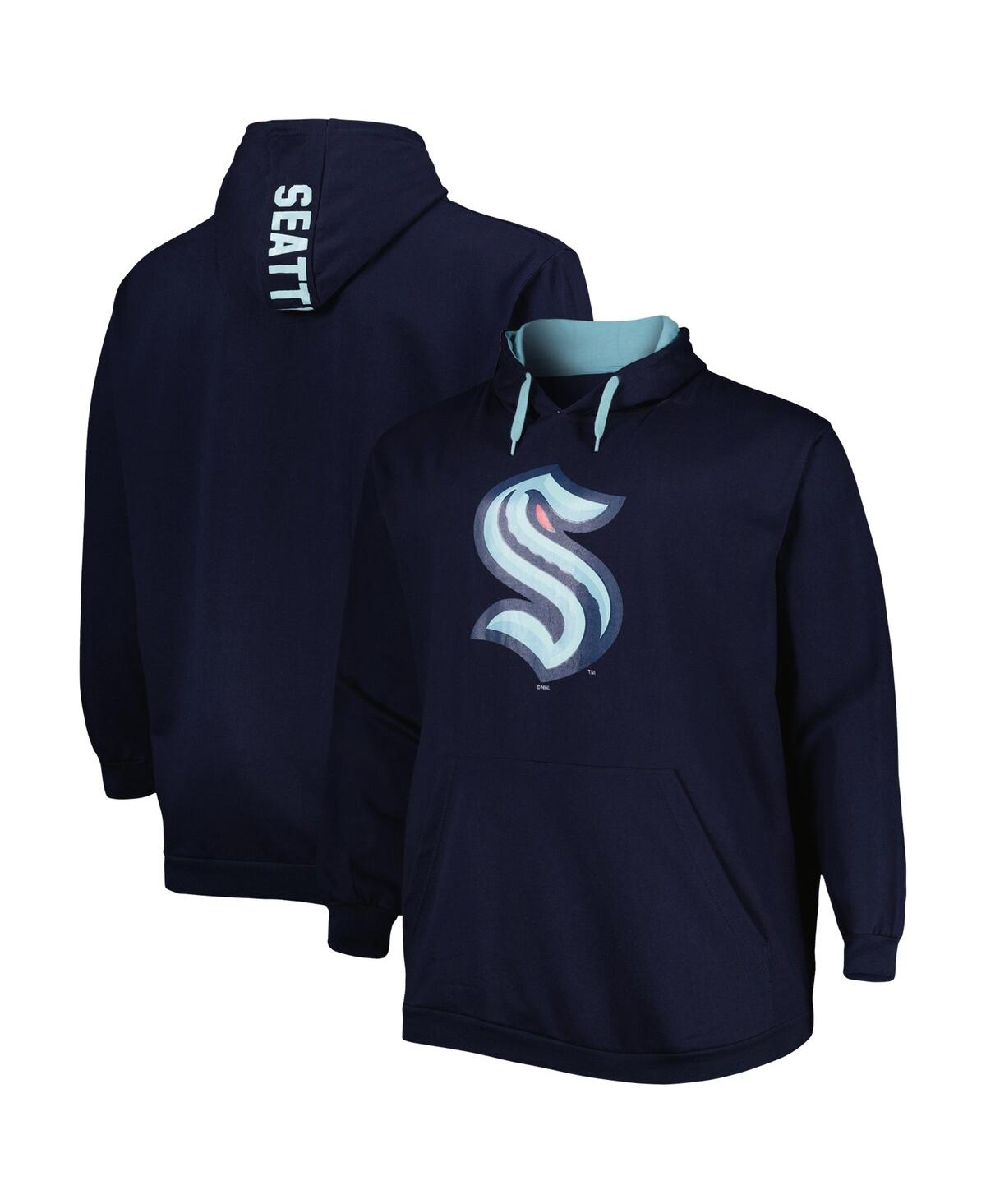 Men'sSeattle Kraken Big and Tall Fleece Pullover Hoodie - Deep Sea Blue