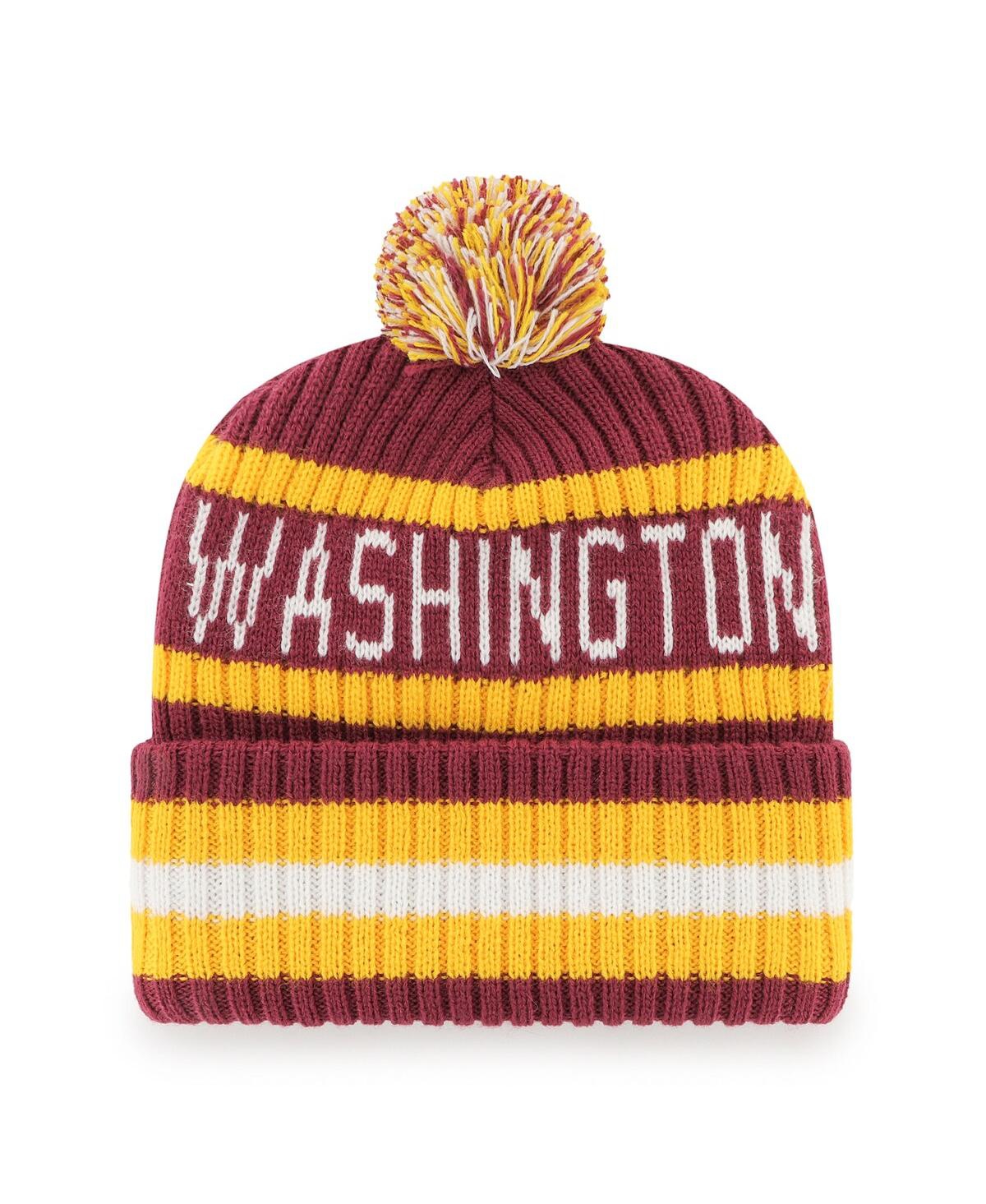 Shop 47 Brand Men's ' Burgundy Washington Commanders Bering Cuffed Knit Hat With Pom
