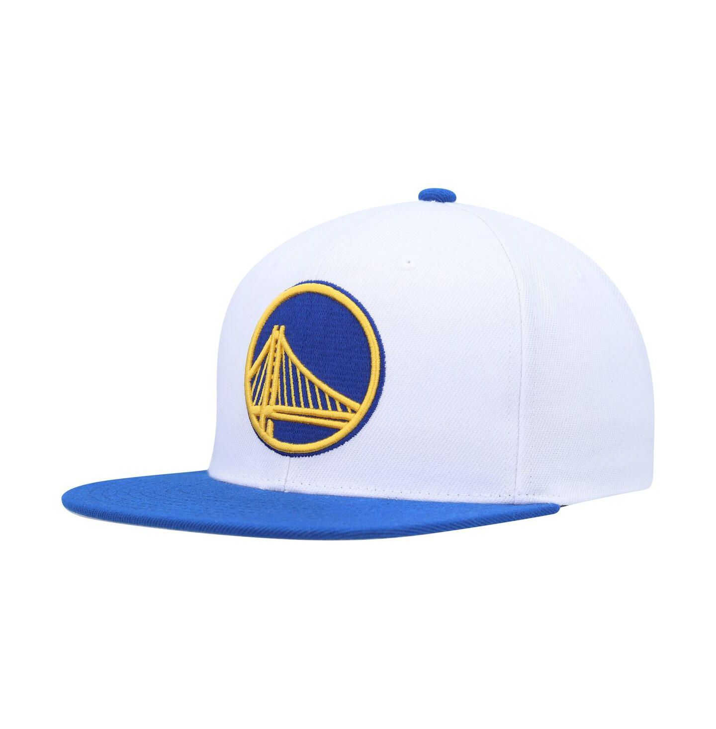 Мужская кепка Mitchell & Ness White, Royal Golden State Warriors Side Core 2.0 Snapback Hat — фото 3
