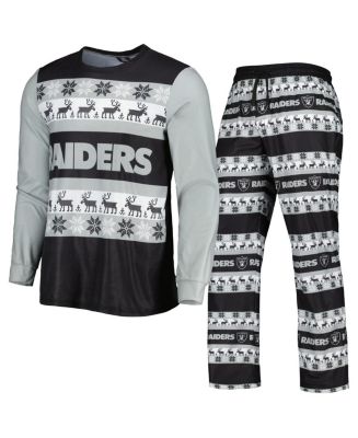 Men's FOCO Black Las Vegas Raiders Team Ugly Pajama Set - Macy's