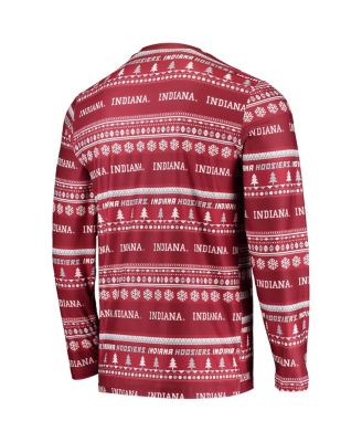 Men's Crimson Indiana Hoosiers Ugly Sweater Long Sleeve T-shirt and Pants Sleep Set
