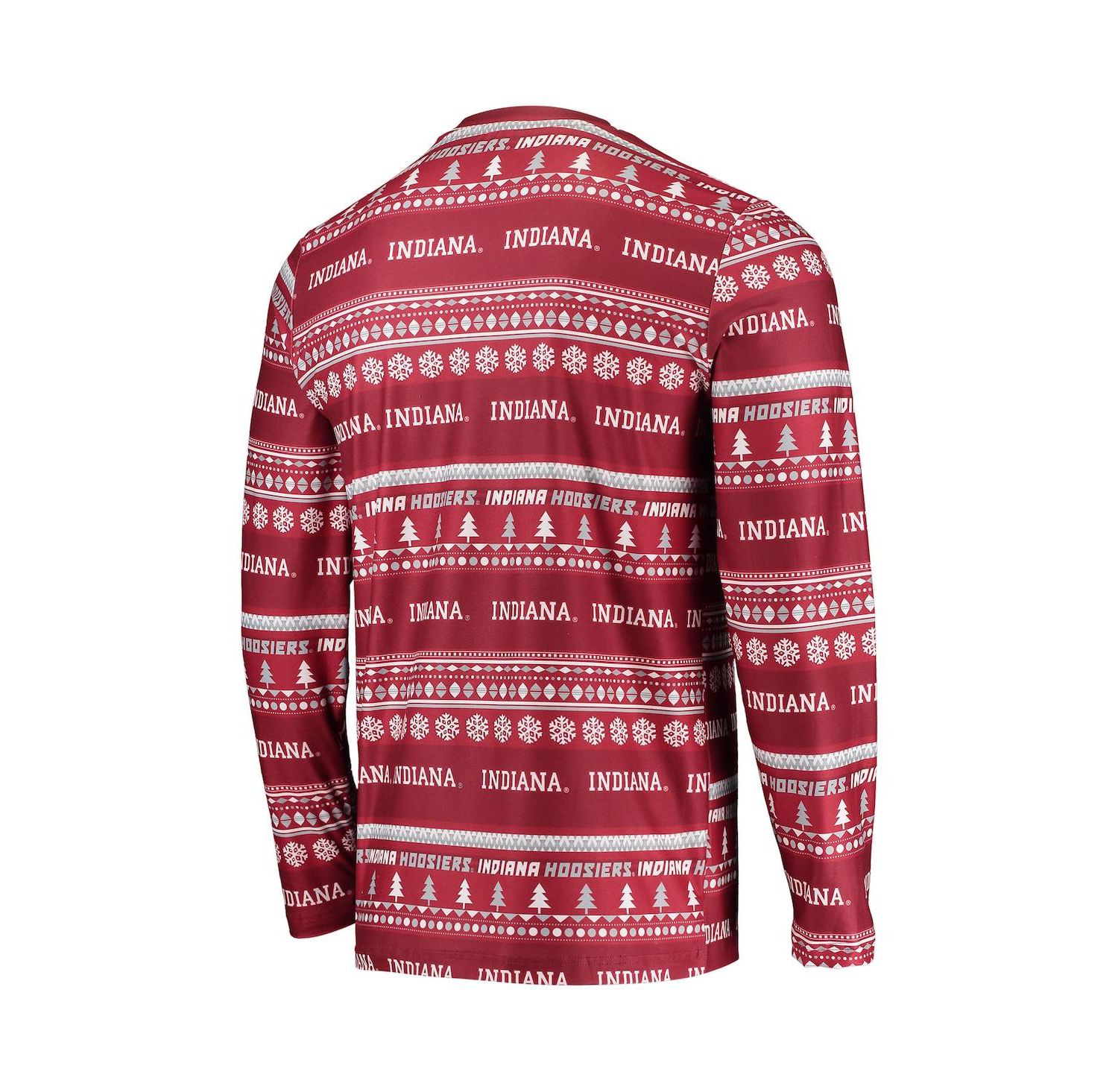 Men's Crimson Indiana Hoosiers Ugly Sweater Long Sleeve T-shirt and Pants Sleep Set
