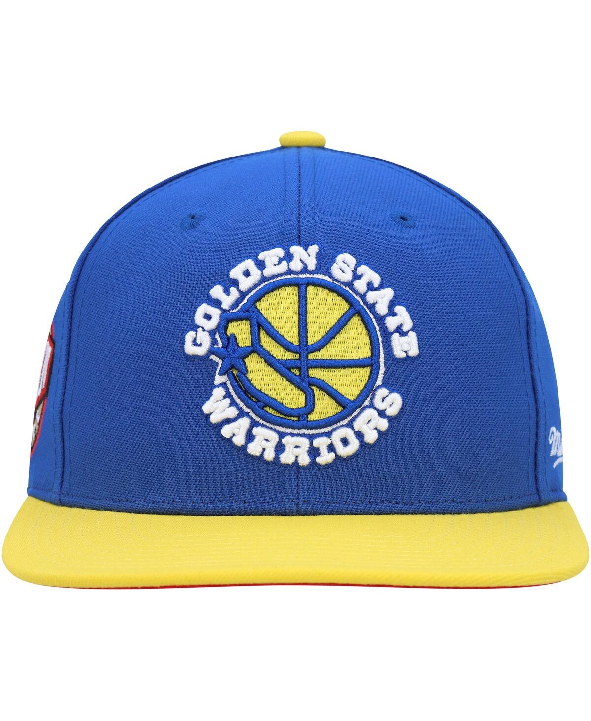Men's Mitchell & NessGolden State Warriors Hardwood Classics Coast to Coast Fitted Hat - Royal