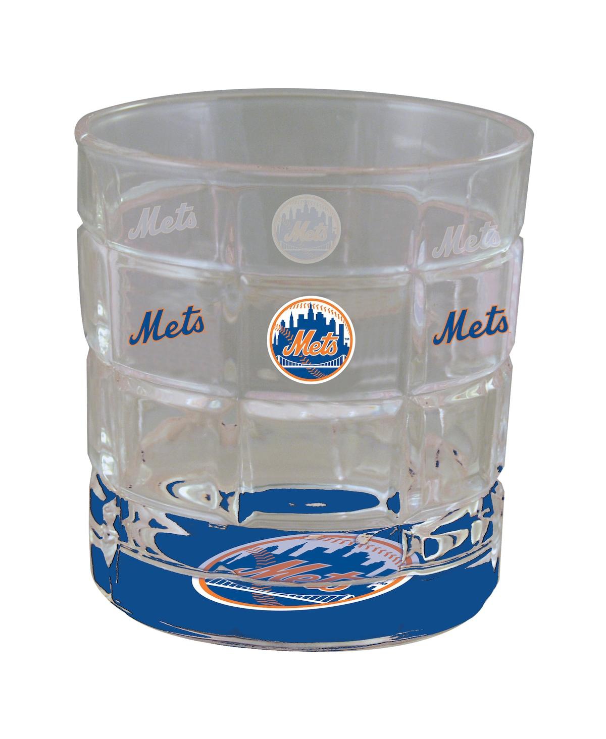 Memory Company New York Mets 10 oz Team Bottoms Up Squared Rocks Glass In Transparent