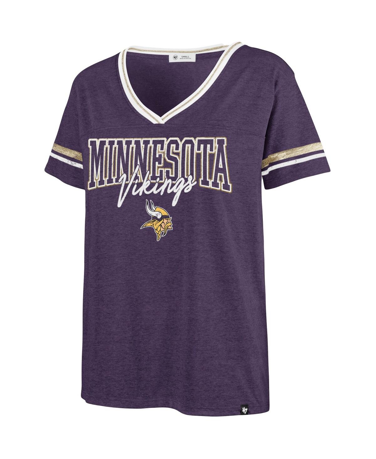 Shop 47 Brand Women's ' Heathered Purple Minnesota Vikings Hollow Bling Piper Luxe V-neck T-shirt In Heather Purple