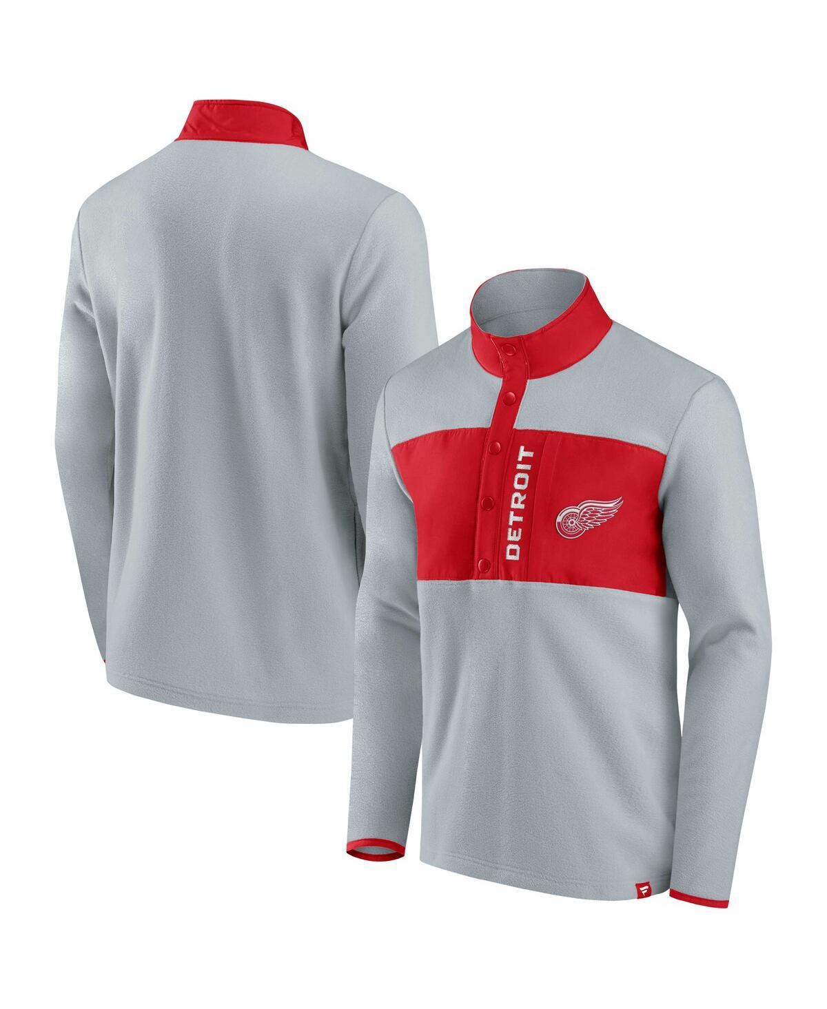 Men's Fanatics Red Detroit Red Wings Omni Polar Fleece Quarter-Snap Jacket - Red
