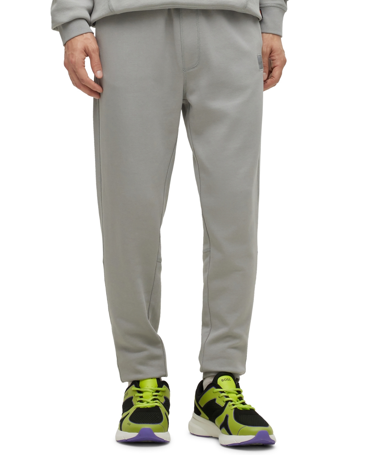HUGO BOSS BOSS MEN'S COTTON-TERRY TRACKSUIT BOTTOMS WITH LOGO PATCH