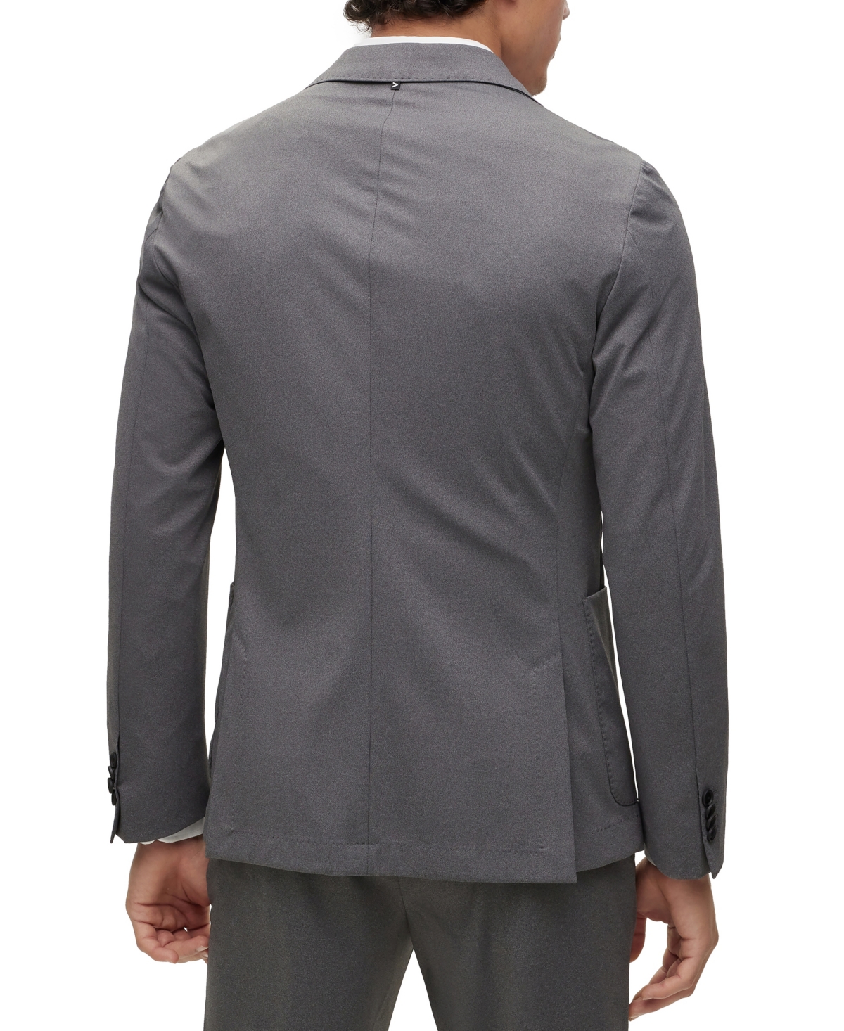 Shop Hugo Boss Boss By  Men's Slim-fit Jacket In Micro-patterned Performance-stretch Cloth In Silver