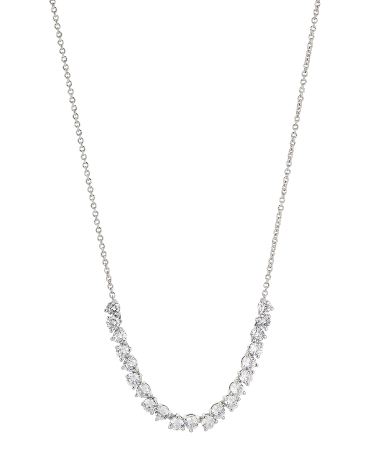 Eliot Danori Cubic Zirconia Frontal Tennis Necklace, Created For Macy's In Silver