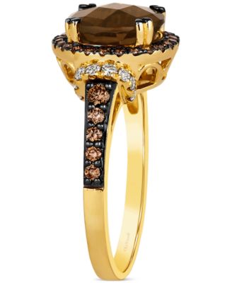 Chocolate Quartz (2-3/4 ct. t.w.) & Diamond (5/8 ct. t.w.) Halo Ring in 14k Gold