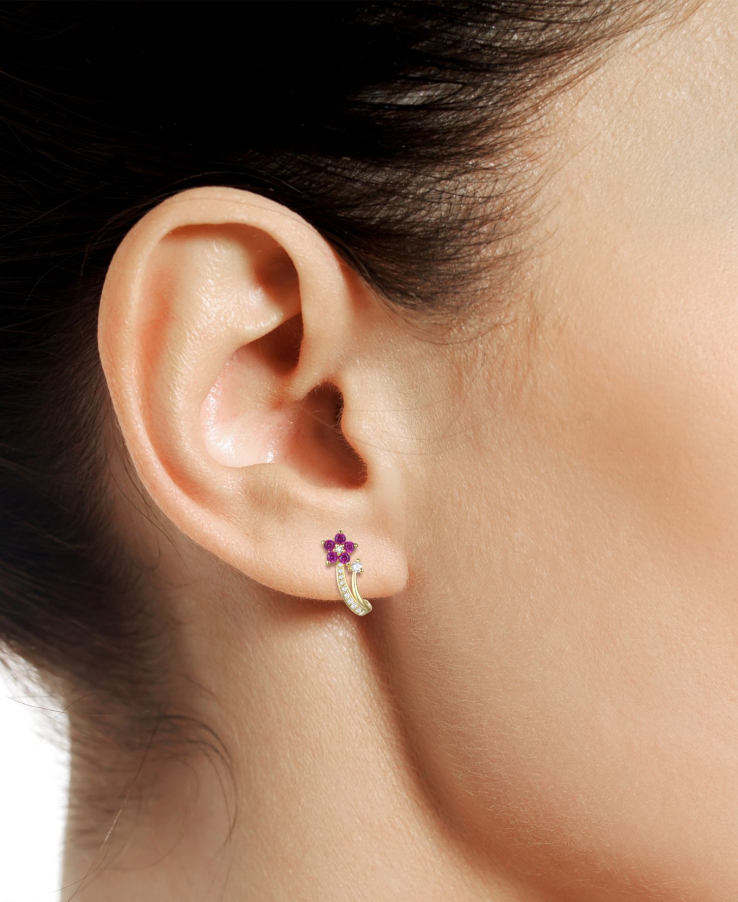 3-Pc. Set Amethyst (1 ct. t.w.) & Lab-Grown White Sapphire (3/8 ct. t.w.) Flower Pendant Necklace, Stud Earrings, & Ring in Sterling Silver (Also in Additional Gemstones)