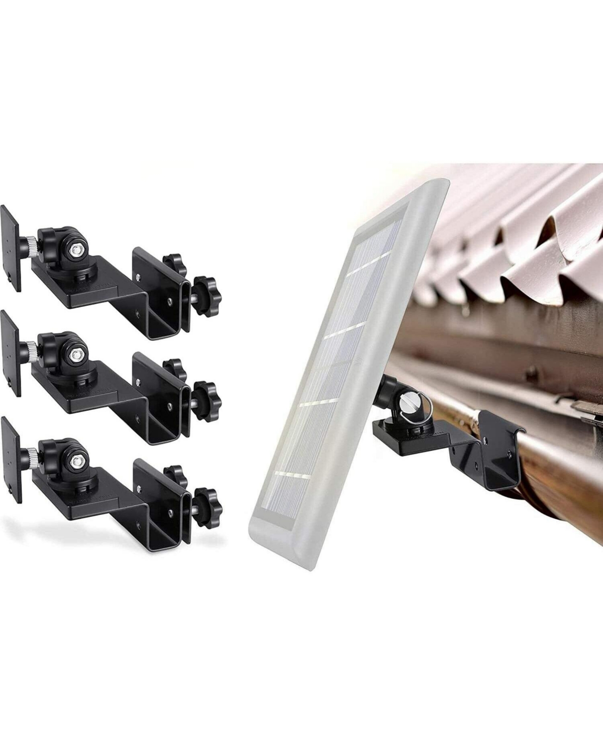 Wasserstein Gutter Mount Compatible with Ring, Arlo, Blink, Reolink Cams and Compatible Solar Panels ( Pack