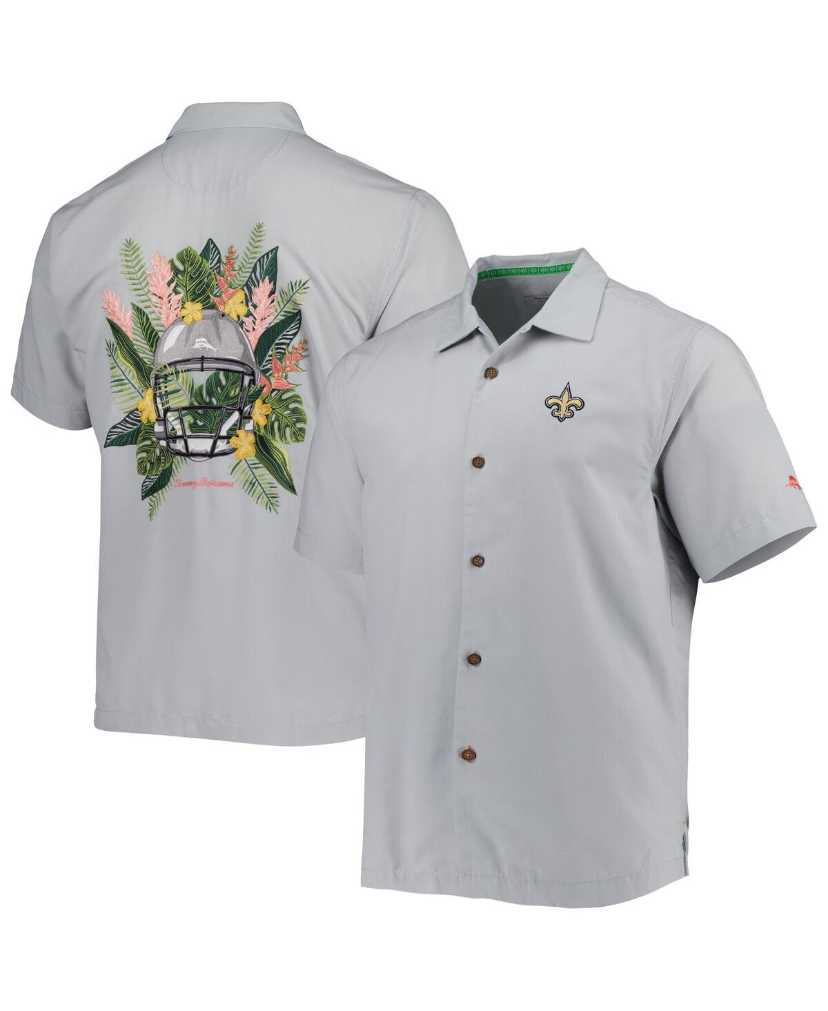 Shop Tommy Bahama Men's  Gray New Orleans Saints Coconut Point Frondly Fan Camp Islandzone Button-up Shirt