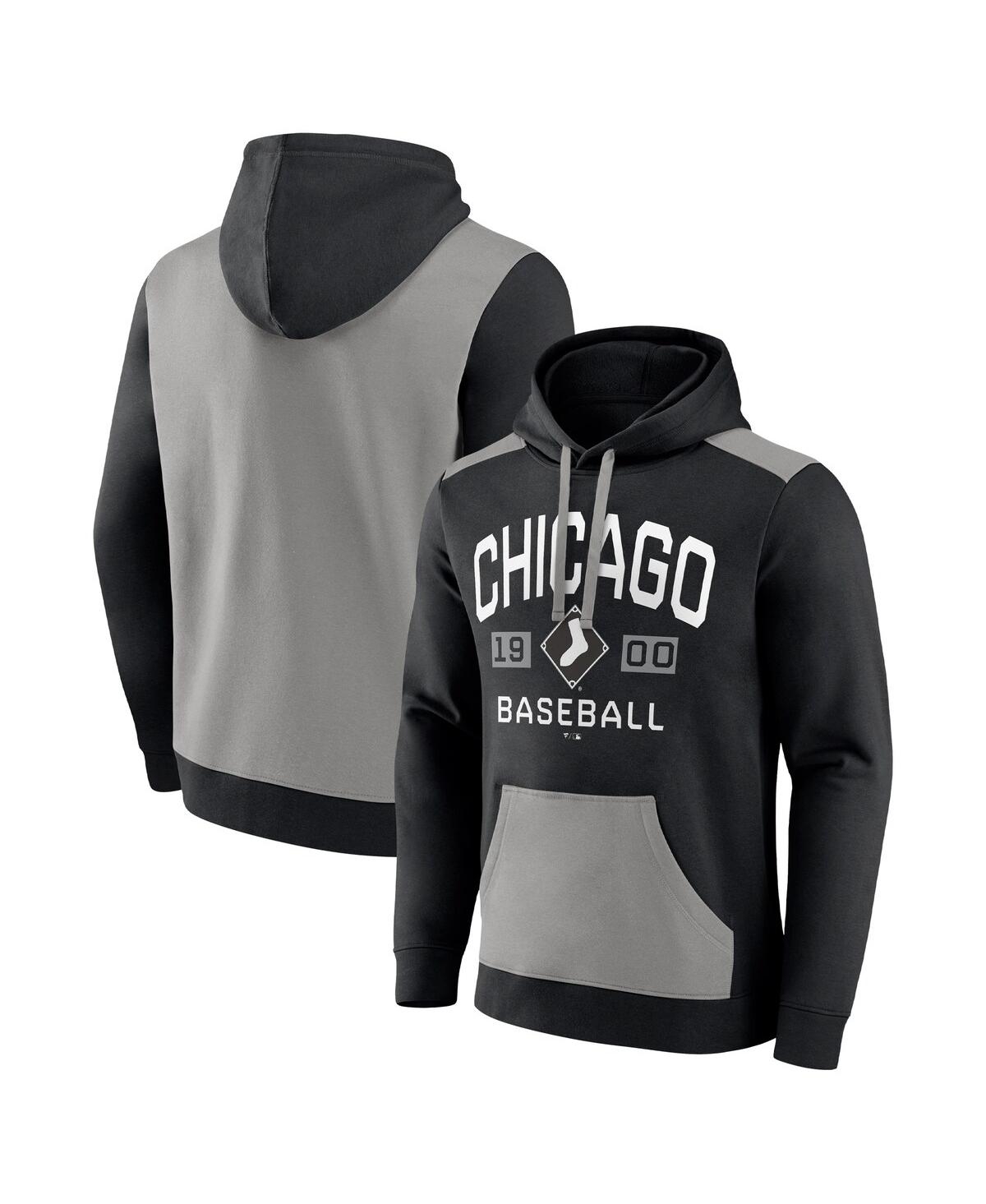 Shop Fanatics Men's  Black, Gray Chicago White Sox Chip In Pullover Hoodie In Black,gray