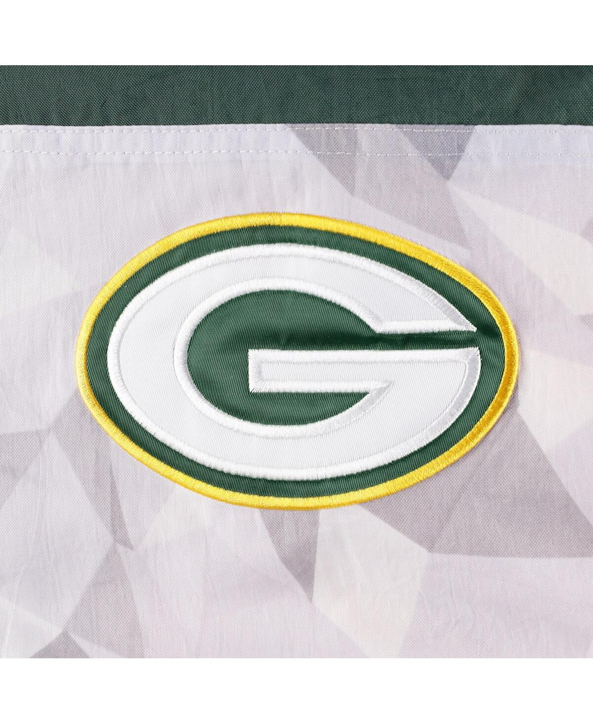 Starter Men's  White, Green Green Bay Packers Thursday Night Gridiron Raglan Half-zip Hooded Jacket In White,green