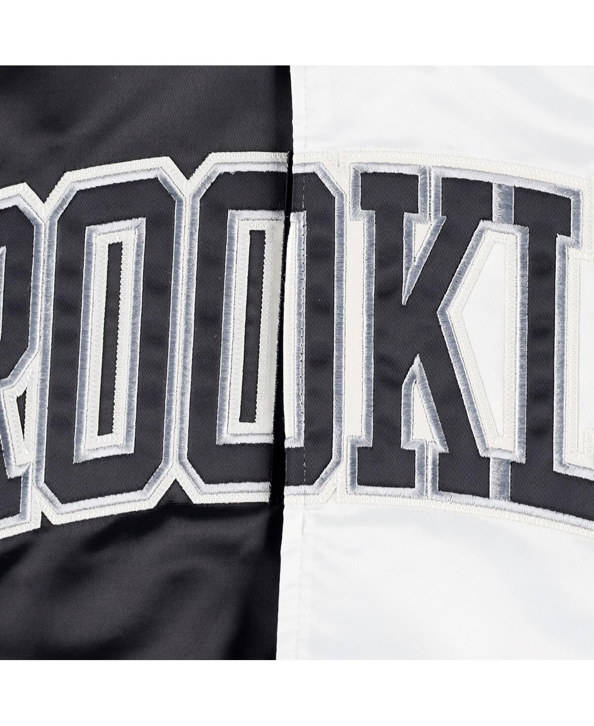 Shop Starter Men's  Black, White Brooklyn Nets Fast Break Satin Full-snap Jacket In Black,white