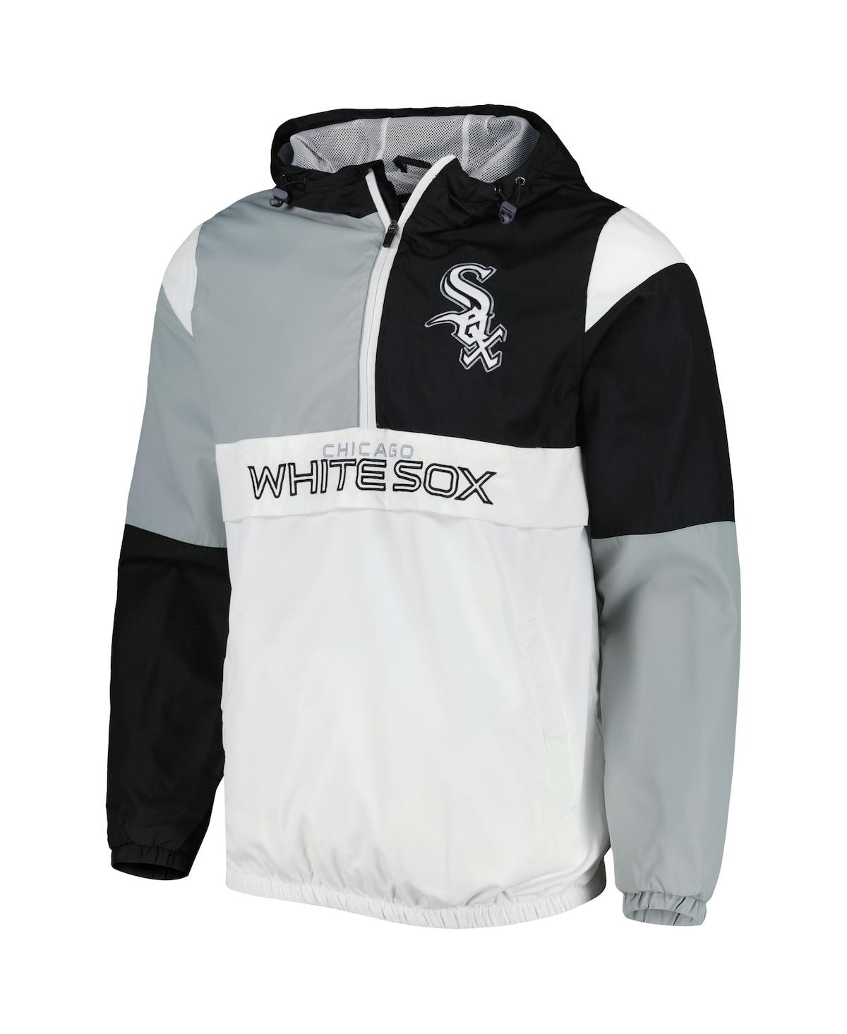 Shop G-iii Sports By Carl Banks Men's  Black, Silver Chicago White Sox Fair Catch Half-zip Hoodie In Black,silver