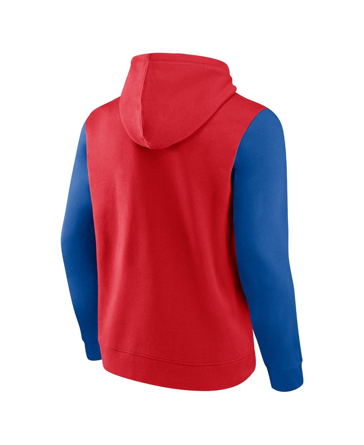 Fanatics Branded Red/royal La Clippers Attack Colorblock Pullover Hoodie In Red,royal