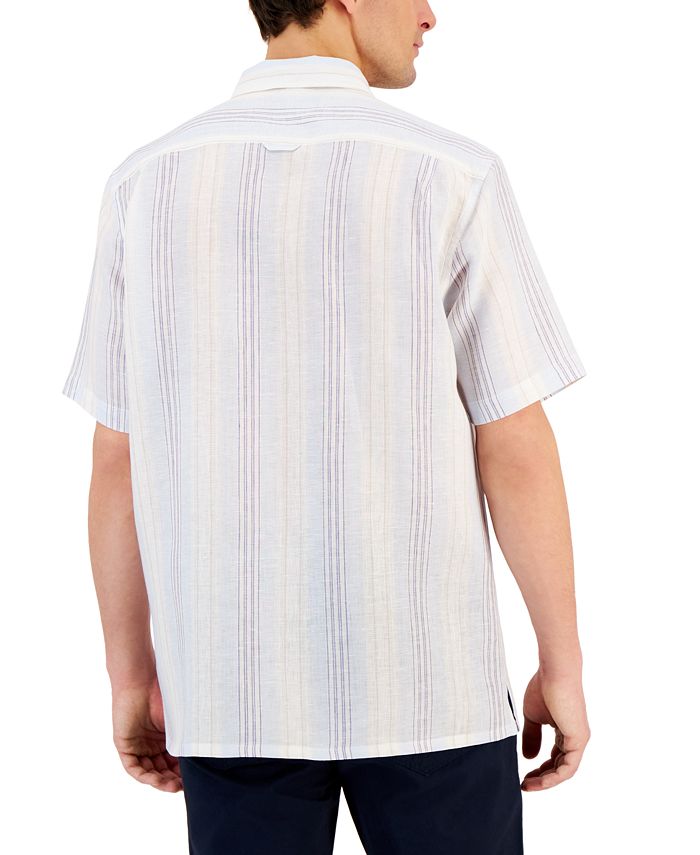 Club Room Men's Short-Sleeve 100% Linen Striped Shirt, Created for Macy ...
