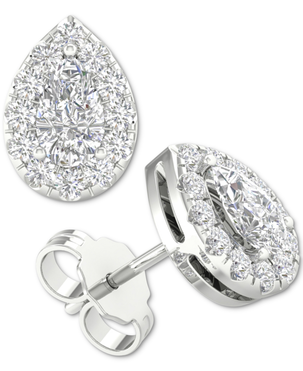 Macy's Diamond Pear-cut Halo Stud Earrings (3/4 Ct. T.w.) In 14k White Gold