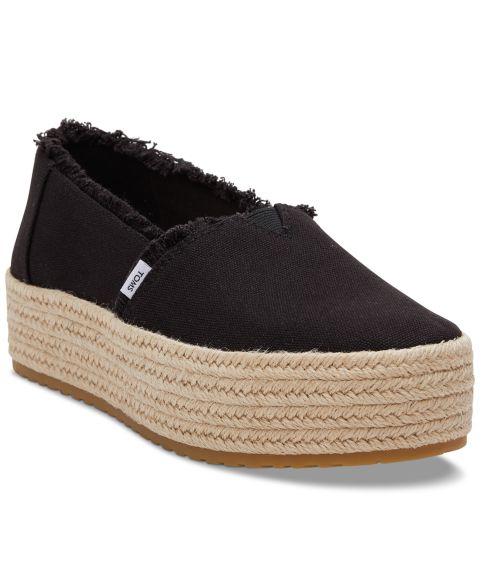 Женские эспадрильи-слипоны Toms Valencia на платформе, цвет: Чёрный холщовый
