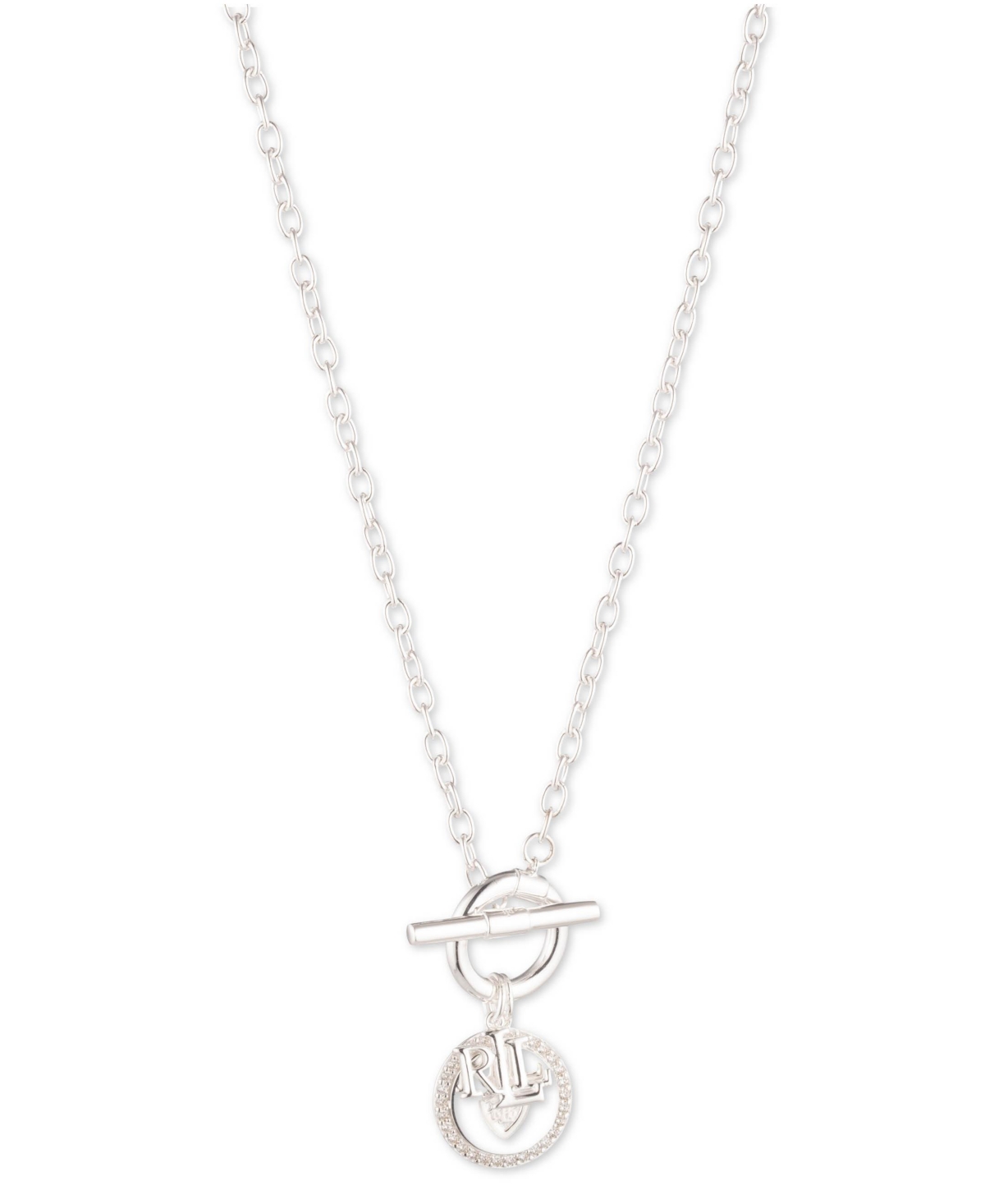Lauren Ralph Lauren Cubic Zirconia Charm Collar Necklace In Sterling Silver