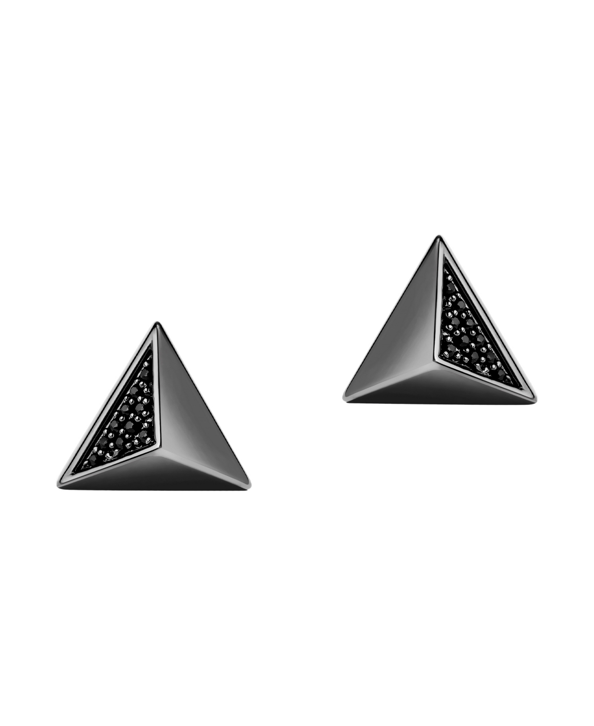 Dark Armor Stud Earrings Black Diamond Accent in Black Rhodium Over Sterling Silver - Black
