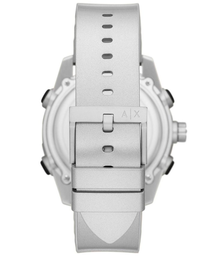 A|X Armani Exchange Men's Analog-Digital Silver-Tone Polyurethane Strap ...