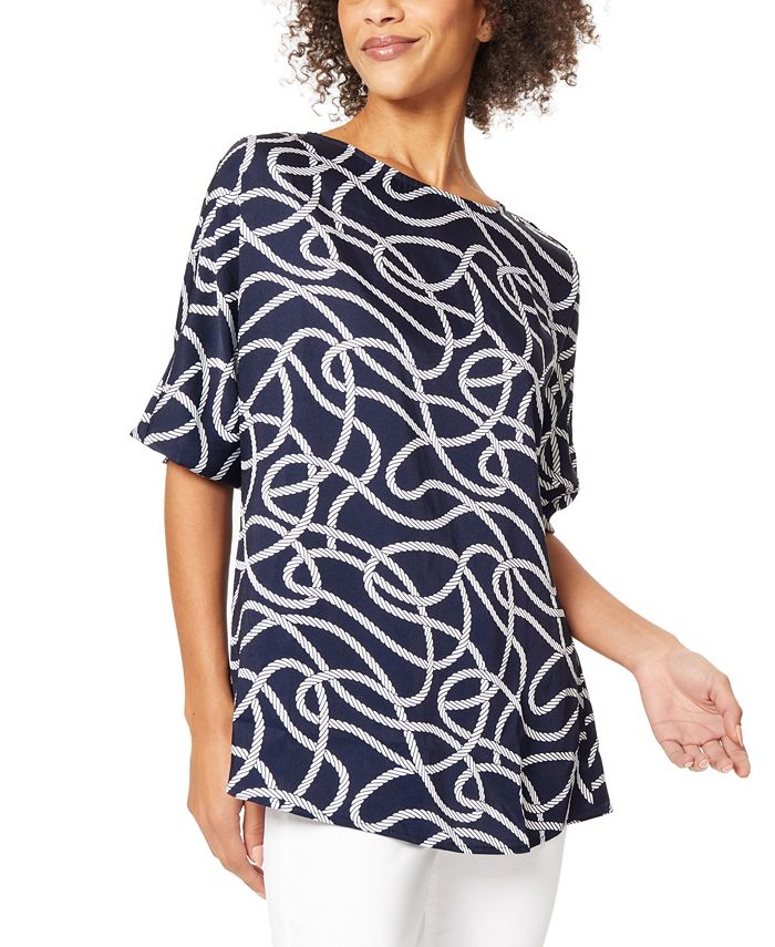 Jones New York Women's Elbow Sleeve Smocked Cuff Blouse Macy's