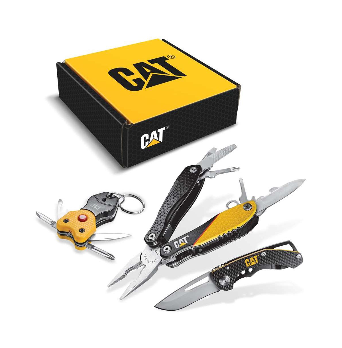 3 Piece 12-in-1 Multi-Tool, Knife, and Multi-Tool Key Chain Box Set - Yellow