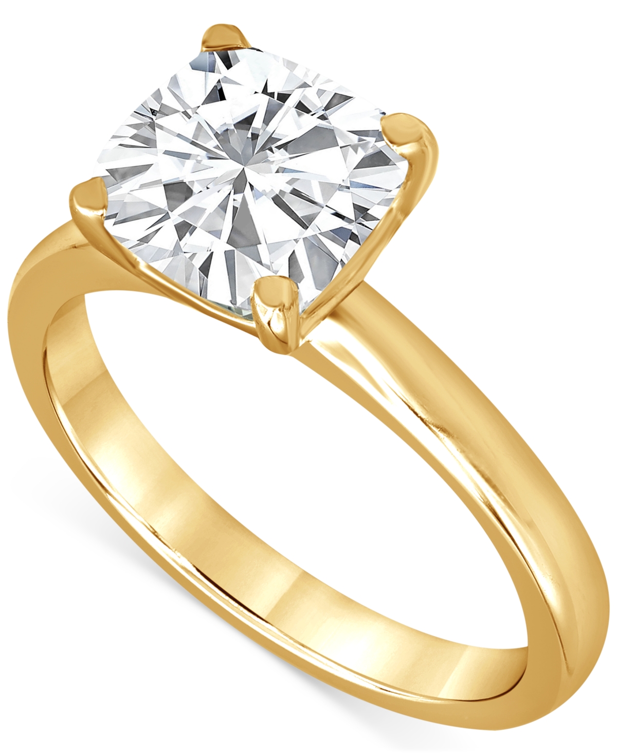 Certified Lab Grown Diamond Cushion-Cut Solitaire Engagement Ring (4 ct. t.w.) in 14k Gold - Yellow Gold